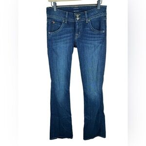 Hudson women’s dark wash mid rise boot cut flap pocket denim blue jeans 27 x 33